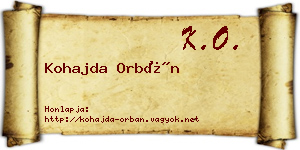Kohajda Orbán névjegykártya
